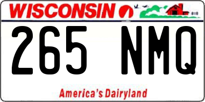 WI license plate 265NMQ