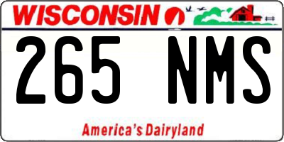 WI license plate 265NMS