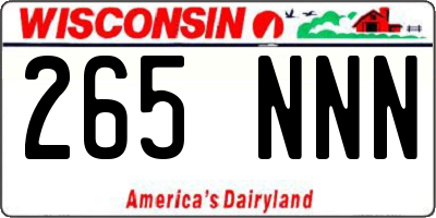 WI license plate 265NNN