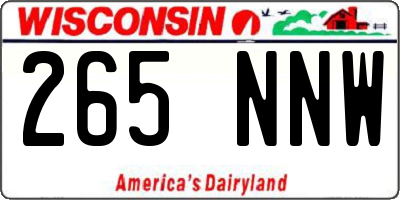 WI license plate 265NNW
