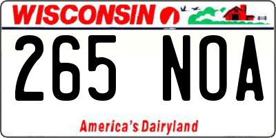 WI license plate 265NOA