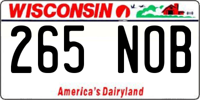 WI license plate 265NOB
