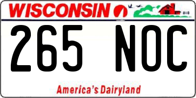 WI license plate 265NOC