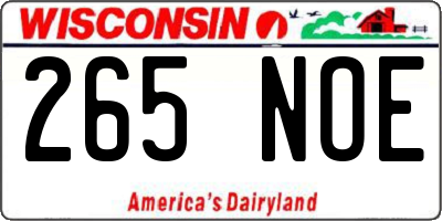 WI license plate 265NOE