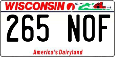 WI license plate 265NOF