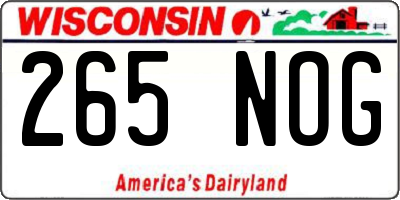 WI license plate 265NOG