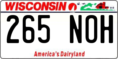 WI license plate 265NOH
