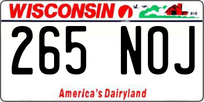 WI license plate 265NOJ