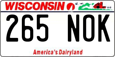 WI license plate 265NOK