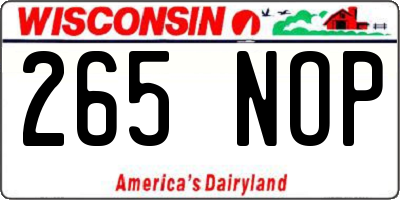 WI license plate 265NOP