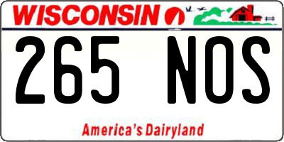 WI license plate 265NOS