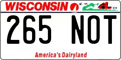 WI license plate 265NOT