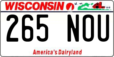WI license plate 265NOU