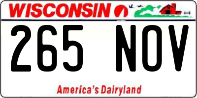 WI license plate 265NOV