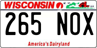 WI license plate 265NOX