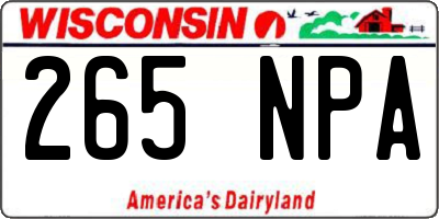 WI license plate 265NPA