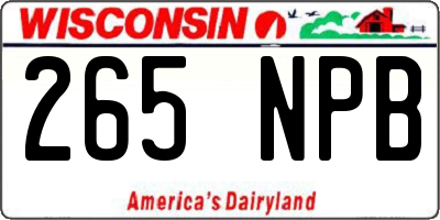 WI license plate 265NPB