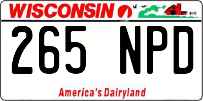 WI license plate 265NPD