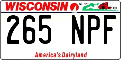 WI license plate 265NPF