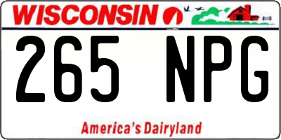 WI license plate 265NPG