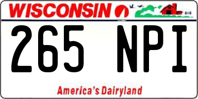 WI license plate 265NPI