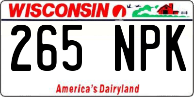WI license plate 265NPK