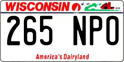 WI license plate 265NPO