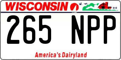 WI license plate 265NPP