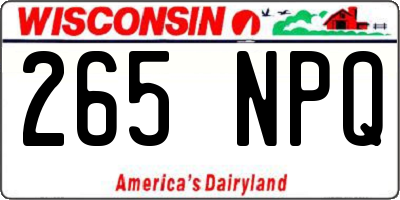 WI license plate 265NPQ