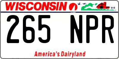 WI license plate 265NPR