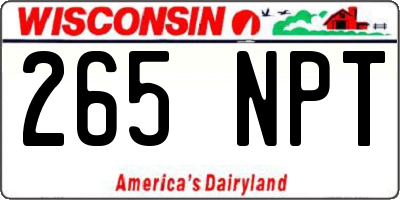 WI license plate 265NPT