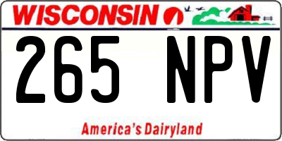 WI license plate 265NPV