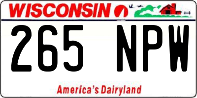 WI license plate 265NPW