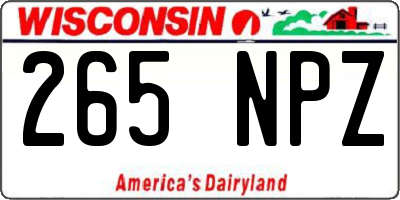 WI license plate 265NPZ
