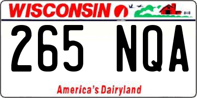 WI license plate 265NQA