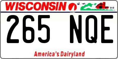 WI license plate 265NQE