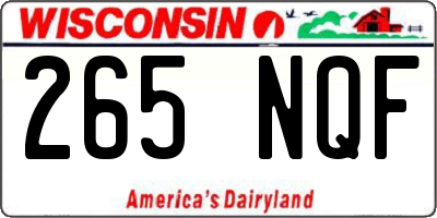 WI license plate 265NQF