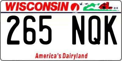 WI license plate 265NQK