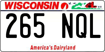 WI license plate 265NQL