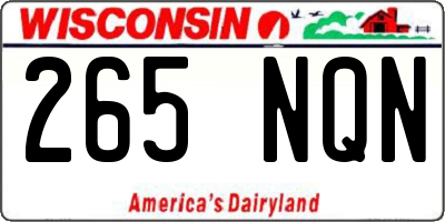 WI license plate 265NQN