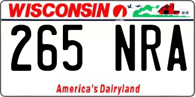 WI license plate 265NRA