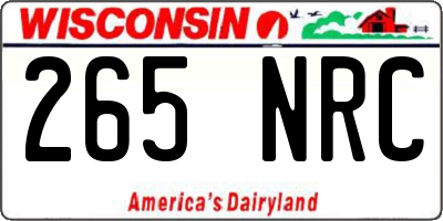 WI license plate 265NRC