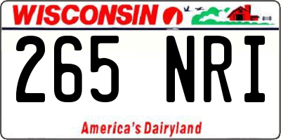 WI license plate 265NRI