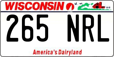 WI license plate 265NRL