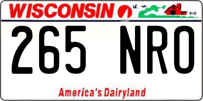 WI license plate 265NRO