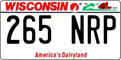 WI license plate 265NRP