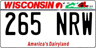 WI license plate 265NRW
