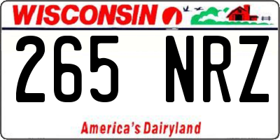 WI license plate 265NRZ