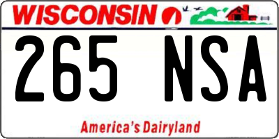 WI license plate 265NSA
