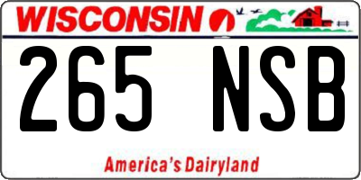 WI license plate 265NSB